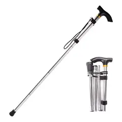 GENERICO - Antideslizante Bastón Plegable Telescópico 84-93cm Plateado