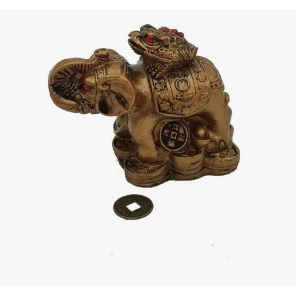 GENERICO - Elefante Rana Con Moneda Gold Feng Shui