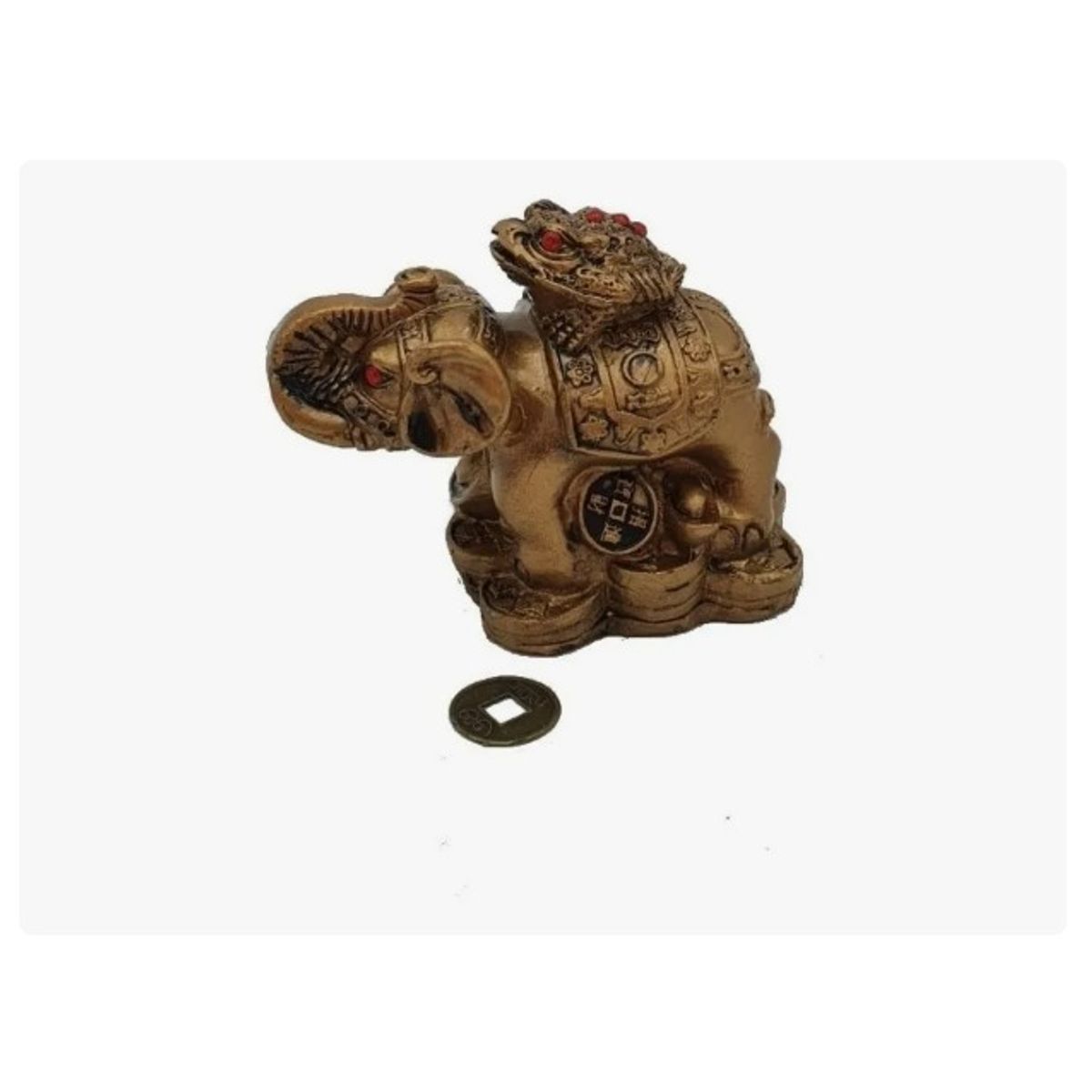 GENERICO - Elefante Rana Con Moneda Gold Feng Shui