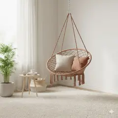GENERICO - SILLA DE JARDIN COLGANTE Macramé CON ESTILO BOHO TIPO HAMACA UNICOLOR