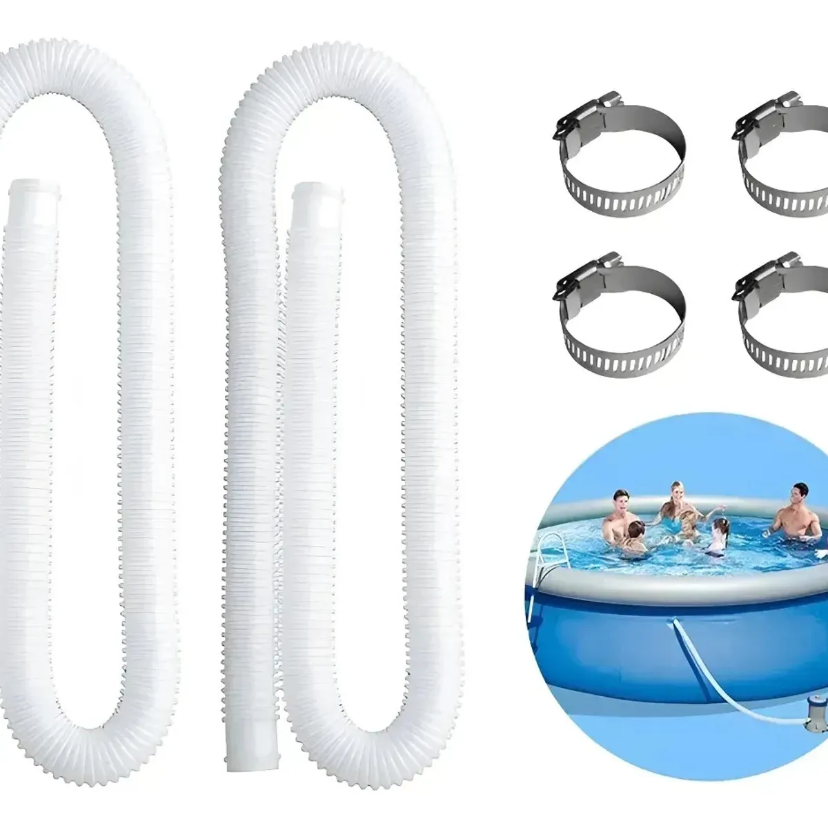 GENERICO - Manguera Filtro Piscina Universal 150cm Blanco + Accesorios