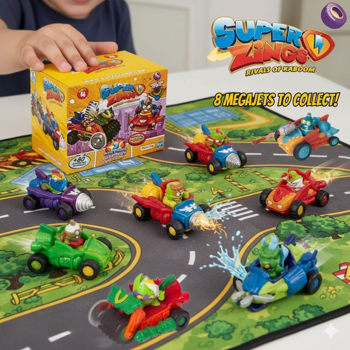 TIOZONEY - SuperZings Caja 8 MegaJet Set Completo Coleccionable Original Rivals of Kaboom