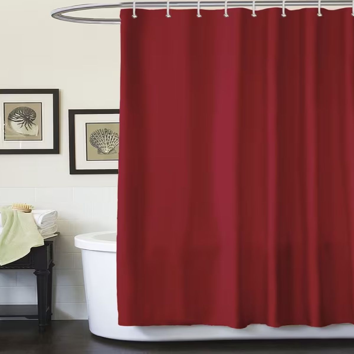 GENERICO - Cortina Ducha Baño 180x200 Elegante Burdeo