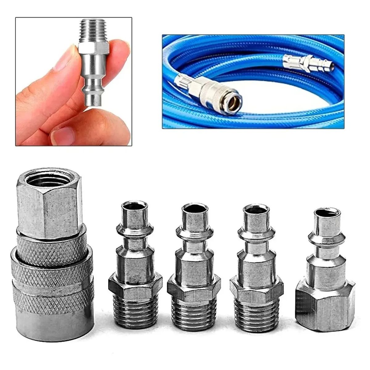 GENERICO - Set 5 Accesorios Acople Rápido Compresor