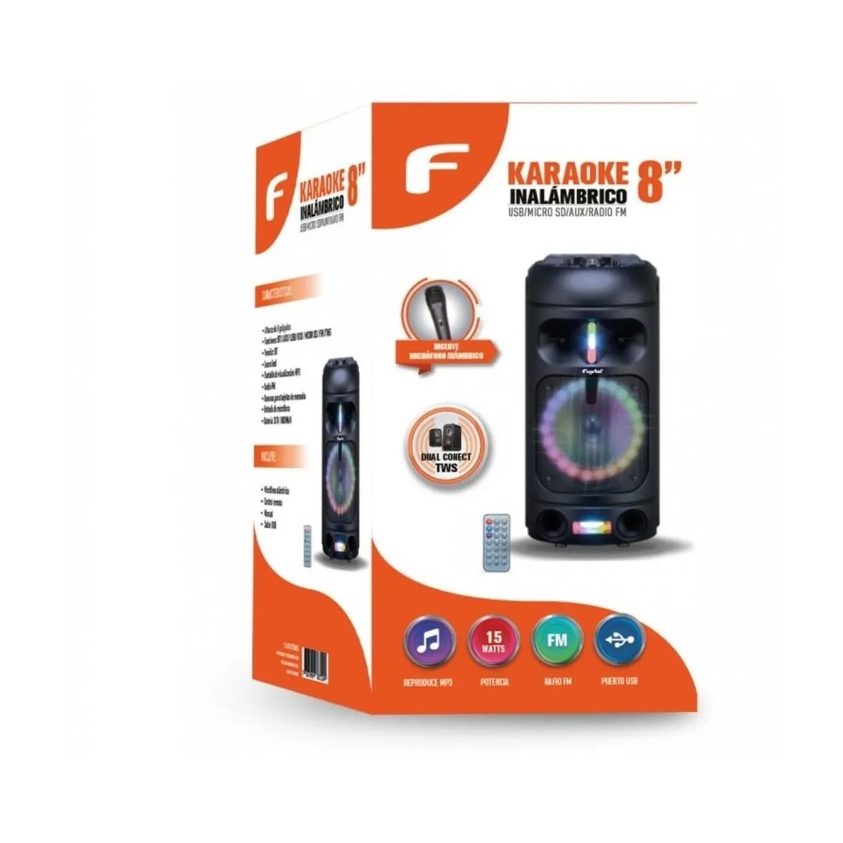 FUJITEL - Altavoz Portátil Bluetooth 15w 8pulgadas