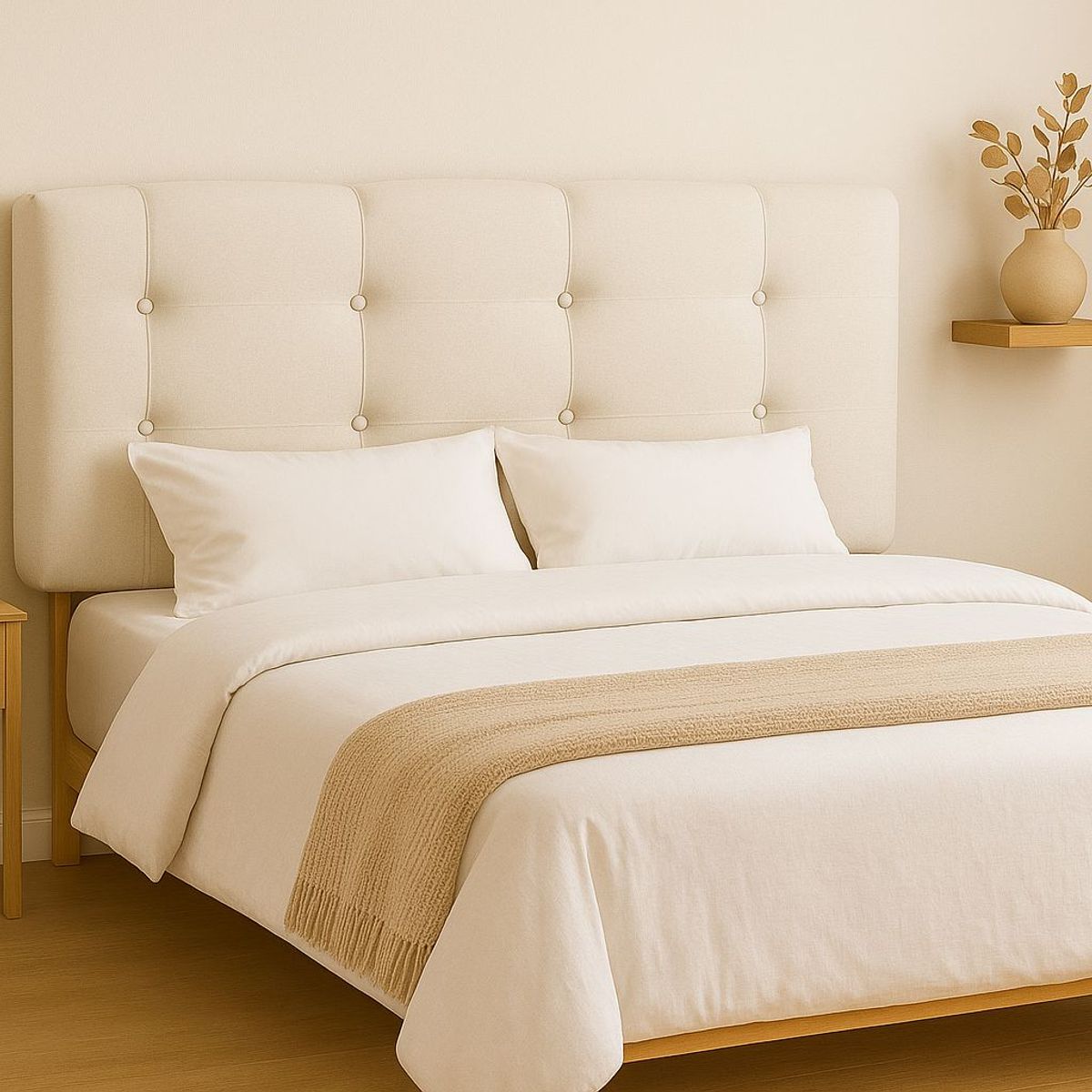 GENERICO - Respaldo 2 Plazas Botón Repujado Crudo