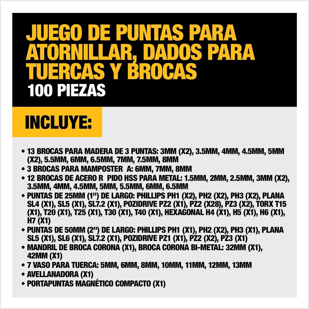 DEWALT - SET 100 PIEZAS TALADRAR Y ATORNILLAR DEWALT DT71563-QZ