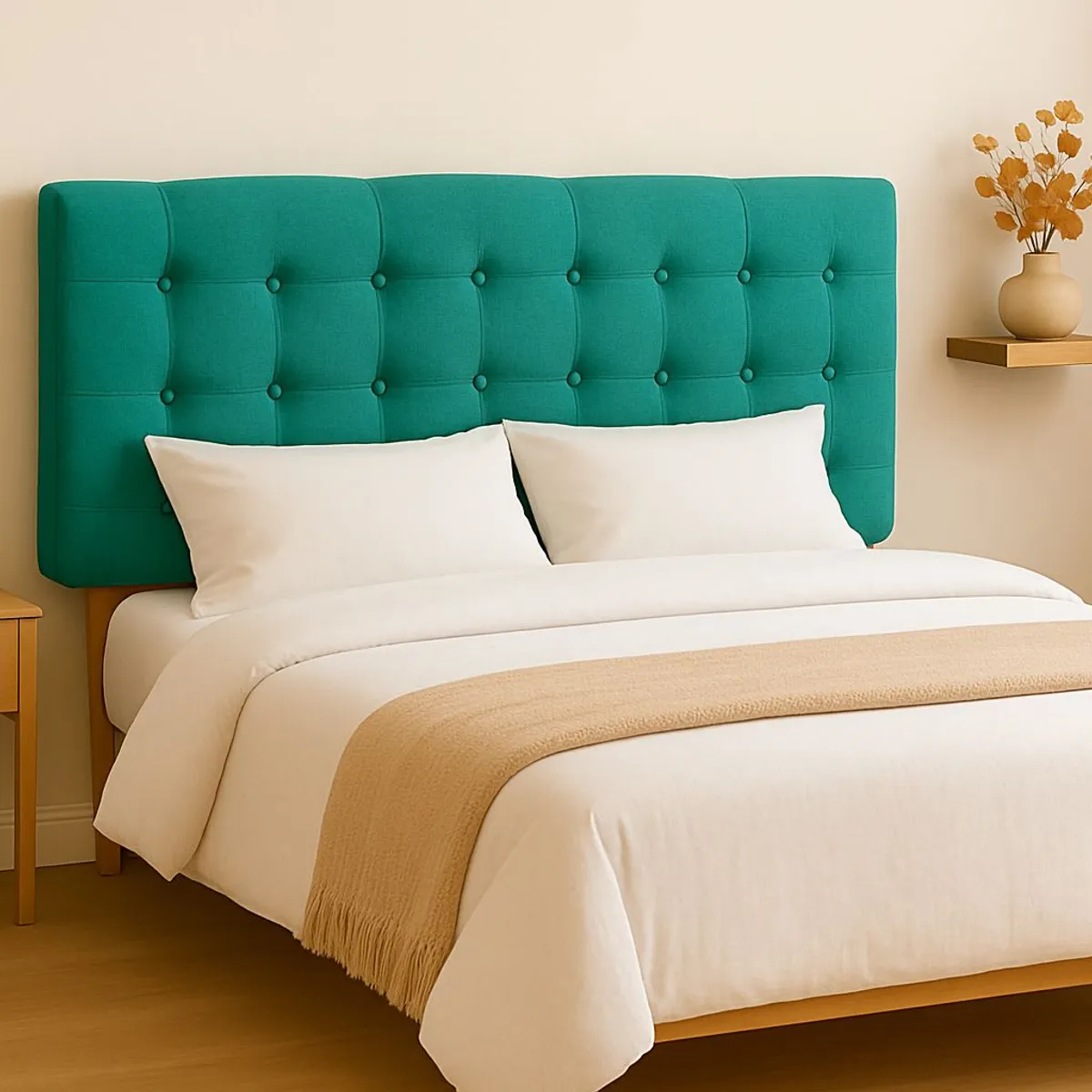 GENERICO - Respaldo 2 Plazas Botón Repujado Turquesa