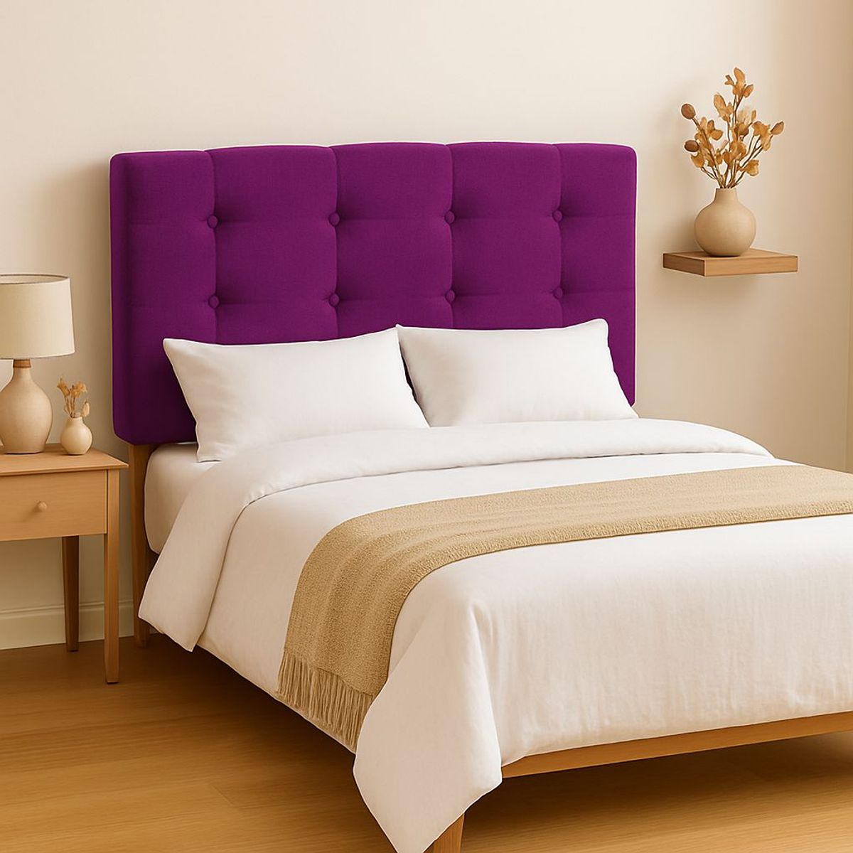 GENERICO - Respaldo 2 Plazas Botón Repujado Morado