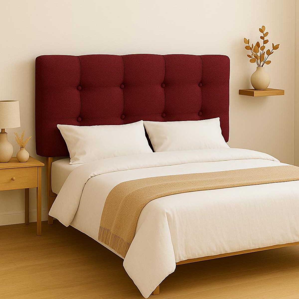 GENERICO - Respaldo 2 Plazas Botón Repujado Burdeo