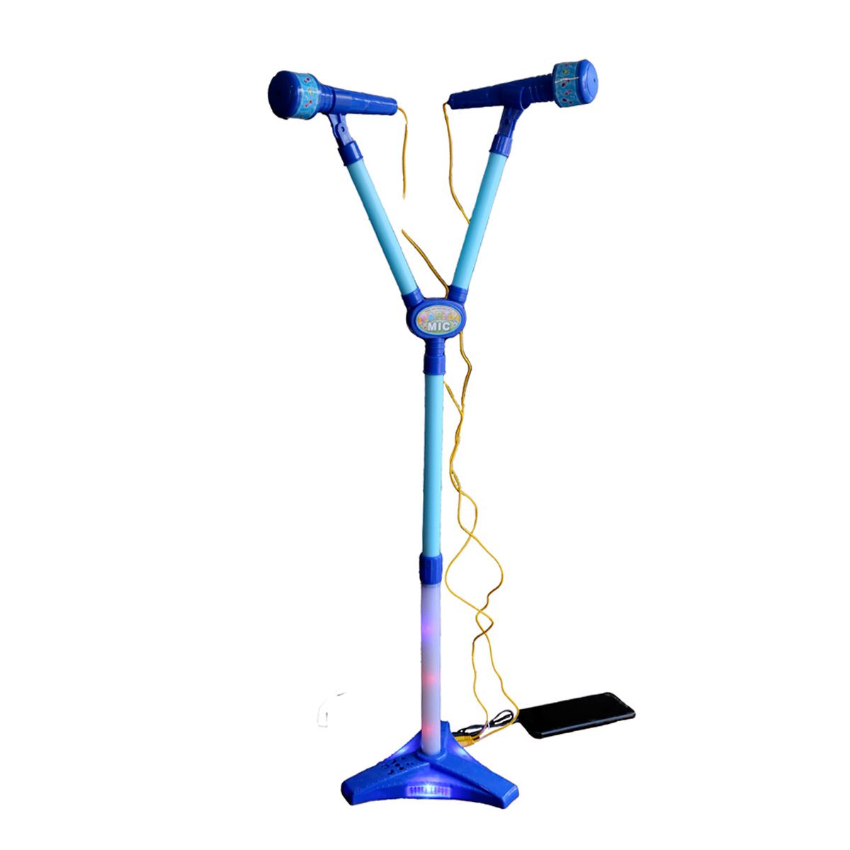 GENERICO - Micrófono Doble Karaoke con luces Pedestal Niños Mp3