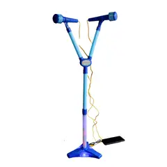 GENERICO - Micrófono Doble Karaoke con luces Pedestal Niños Mp3