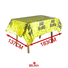 GENERICO - Mantel feliz año nuevo dorado 137x183cm