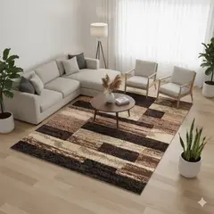 GENERICO - ALFOMBRA 160x200 CON DISEÑO TETRIS MARRON CAFE DELGADA MODERNA DECORATIVA WM