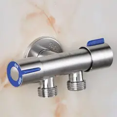 GENERAL - Válvula Angular De 1 Vías Y 2 Salidas, Distribuidor De Agua Negro Cromado