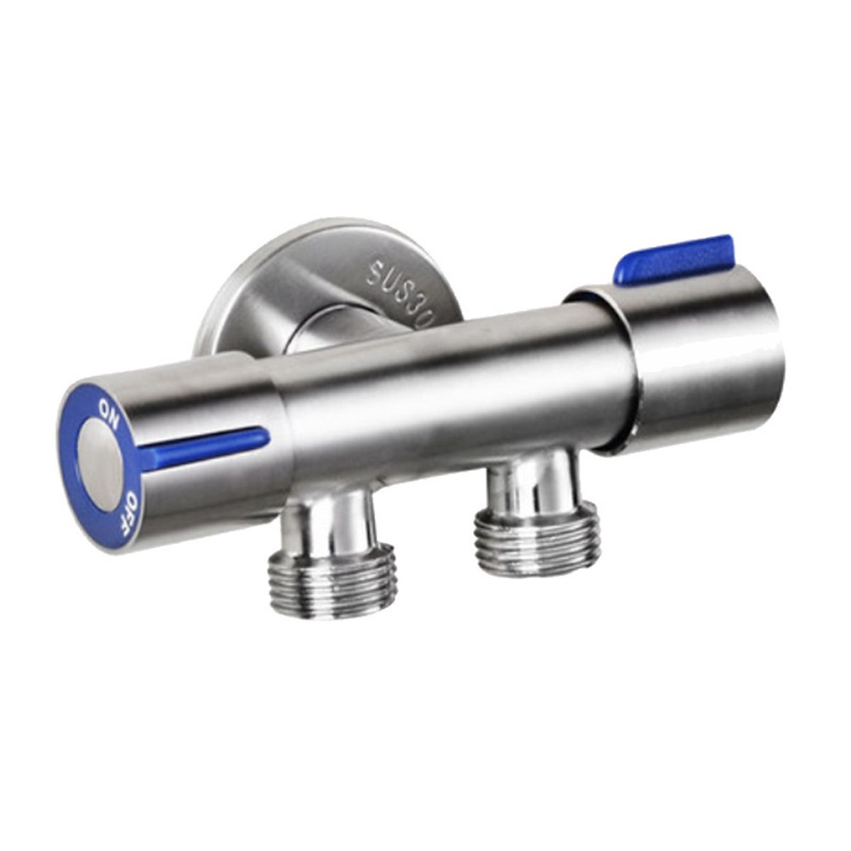 GENERAL - Válvula Angular De 1 Vías Y 2 Salidas, Distribuidor De Agua Negro Cromado