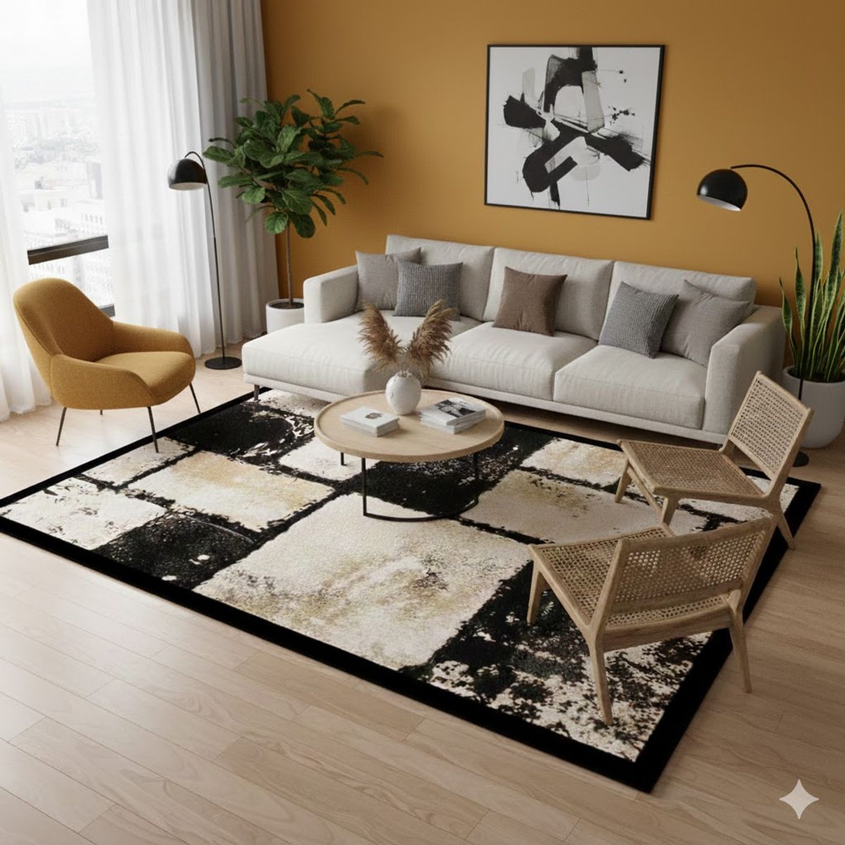 GENERICO - ALFOMBRA 160x200 CON DISEÑO RUSTICO MODERNO ELEGANTE WM