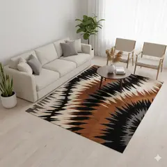 GENERICO - ALFOMBRA CON DISEÑO 160X200 CAFE MATIZADO MODERNO ELEGANTE WYM