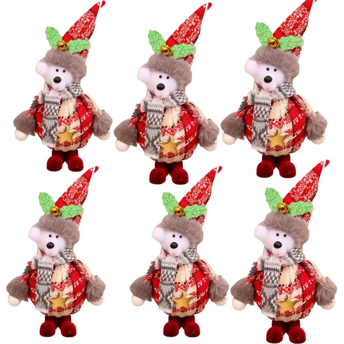 BOHEMIK - Pack de 6 muñecos Navideños colgantes Osito