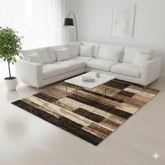 GENERICO - ALFOMBRA 160X200 DISEÑO TETRIS MARRON CAFE MODERNA ELEGANTE WM