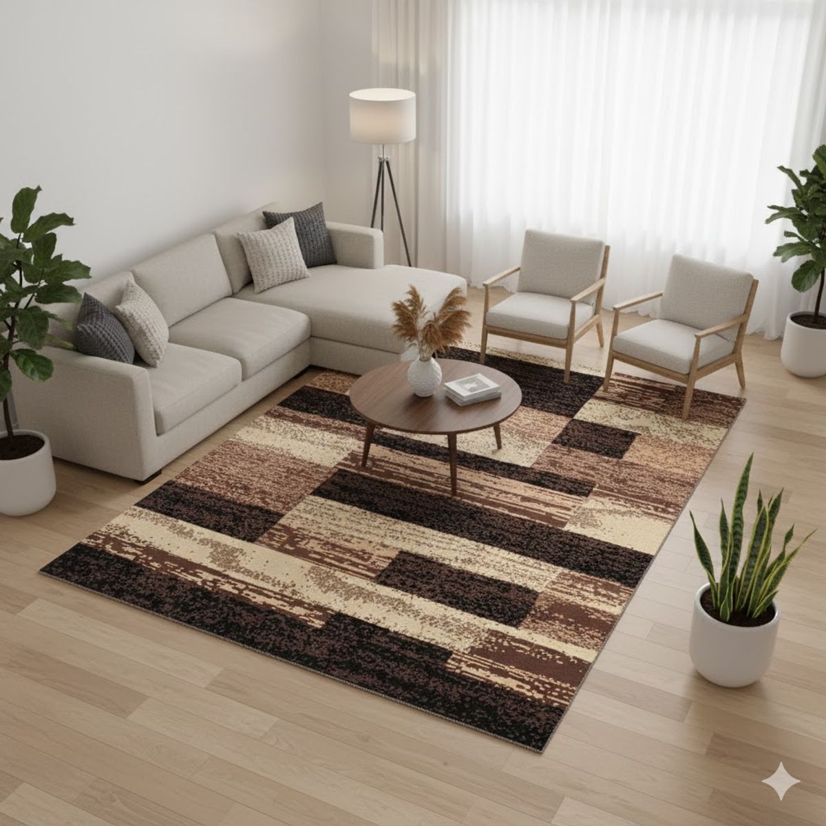 ALFOMBRA 160X200 DISEÑO TETRIS MARRON CAFE MODERNA ELEGANTE WM, marca GENERICO - Foto 2