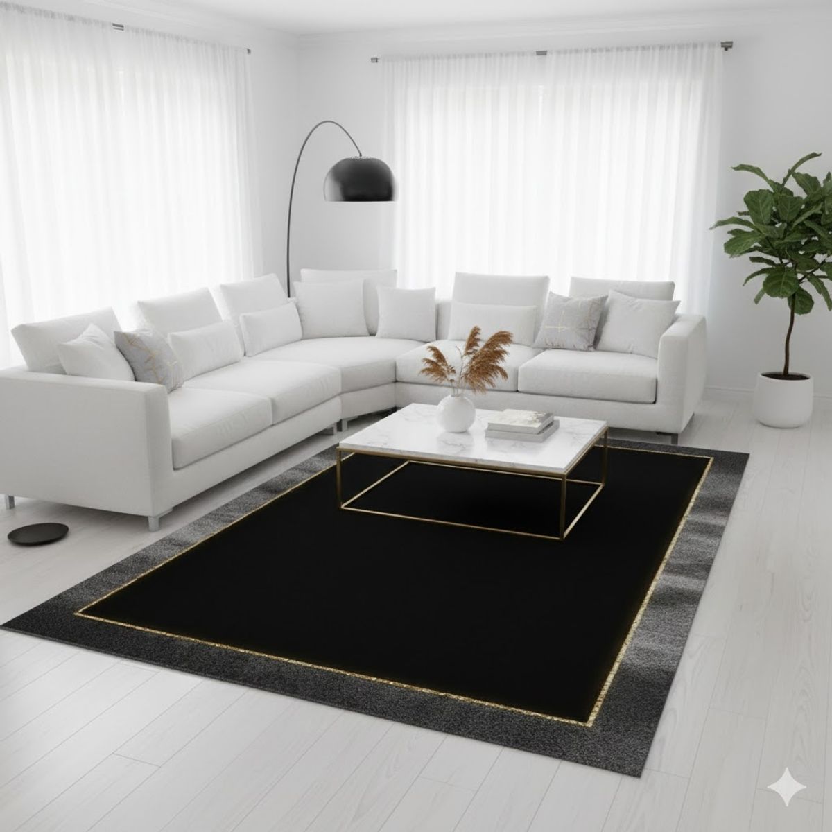 GENERICO - ALFOMBRA 160X200 DISEÑO ELEGANTE CUADRO NEGRO MODERNA DECORATIVA WM