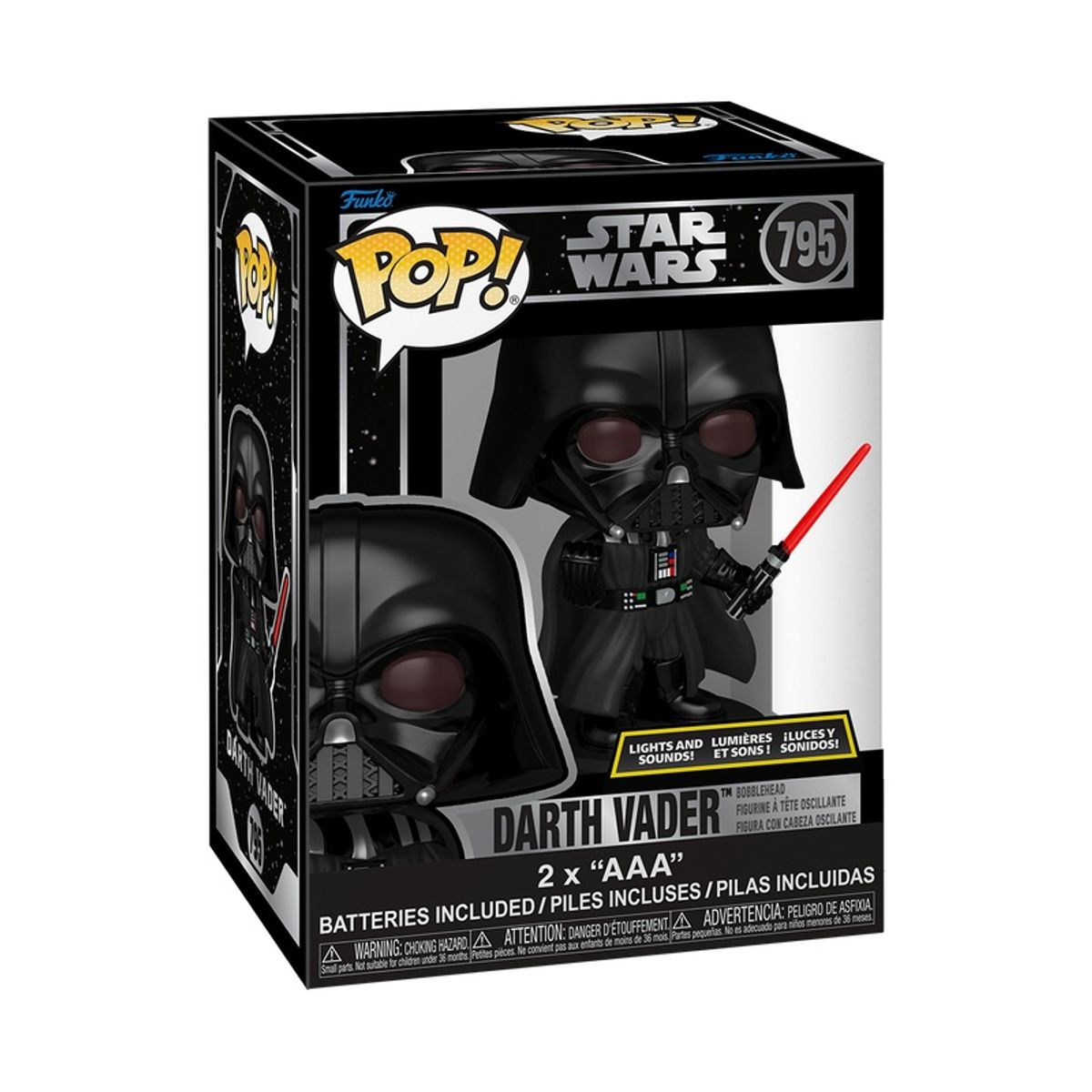 FUNKO - Funko Pop Star Wars – Darth Vader 795 Con Luz y Sonido + Protector