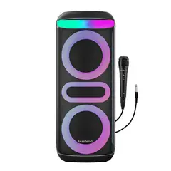 MASTER G - Parlante Portátil RGB Karaoke Bluetooth 8”x2 con Micrófono