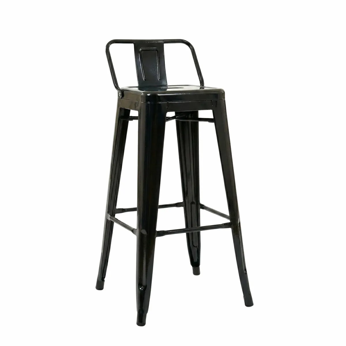 GENERICO - Pack 4 Piso Silla Taburete Bar Tolix Alto Negro