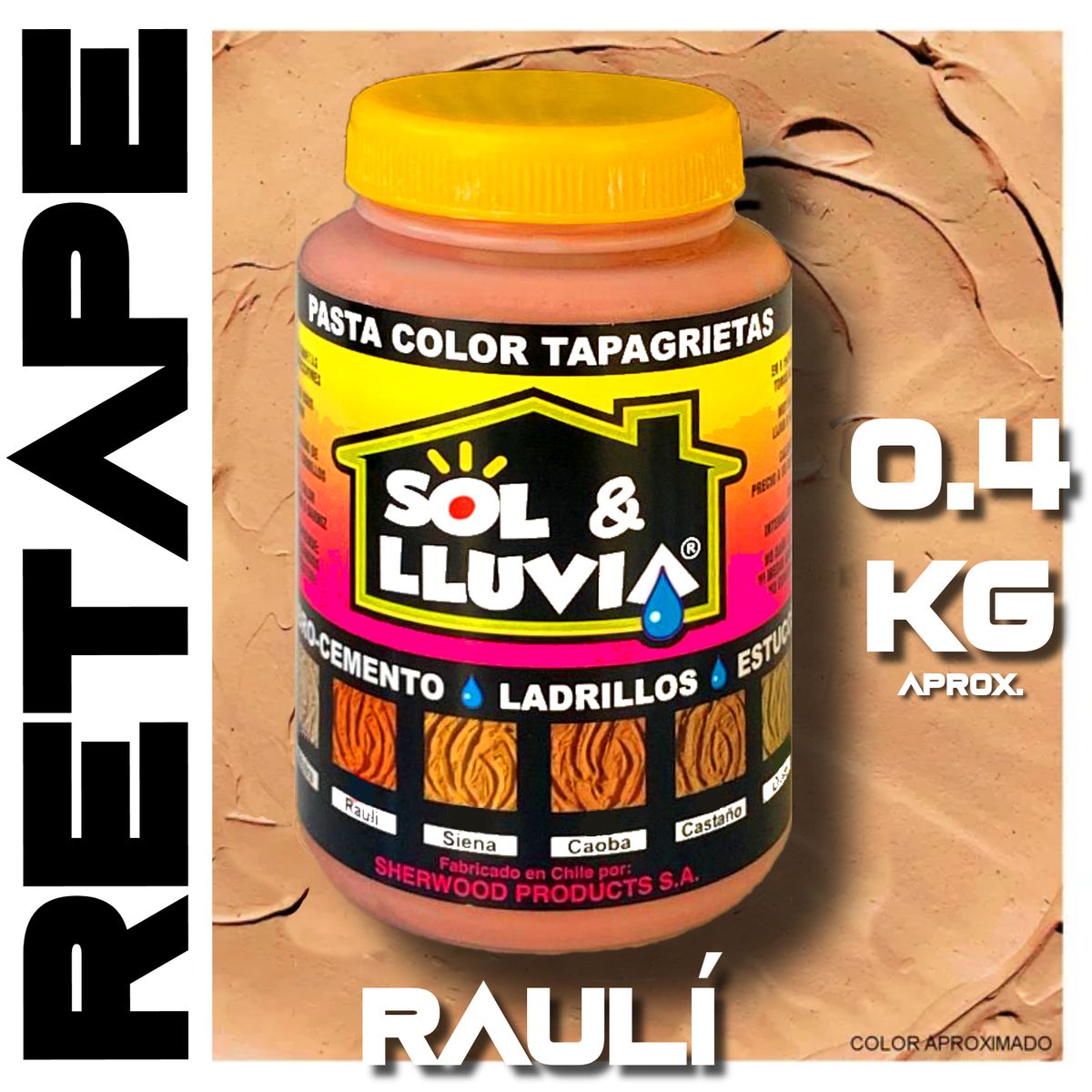 SOL Y LLUVIA - RETAPE PARA MADERA Y MUEBLES INTERIOR  EXTERIOR SOL Y LLUVIA® RAULÍ 1-2 KG