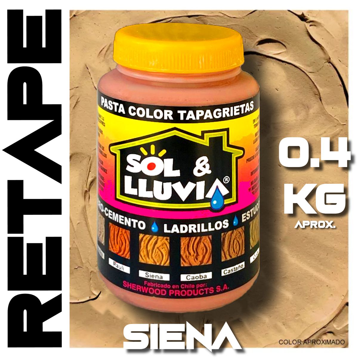 SOL Y LLUVIA - RETAPE PARA MADERA Y MUEBLES INTERIOR  EXTERIOR SOL Y LLUVIA® SIENA 1-2 KG