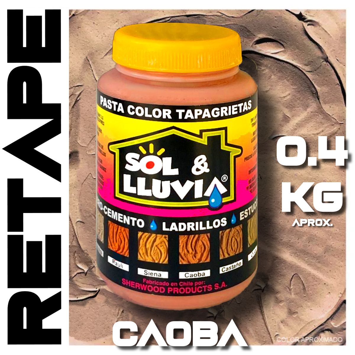 SOL Y LLUVIA - RETAPE PARA MADERA Y MUEBLES INTERIOR  EXTERIOR SOL Y LLUVIA® CAOBA 1-2 KG