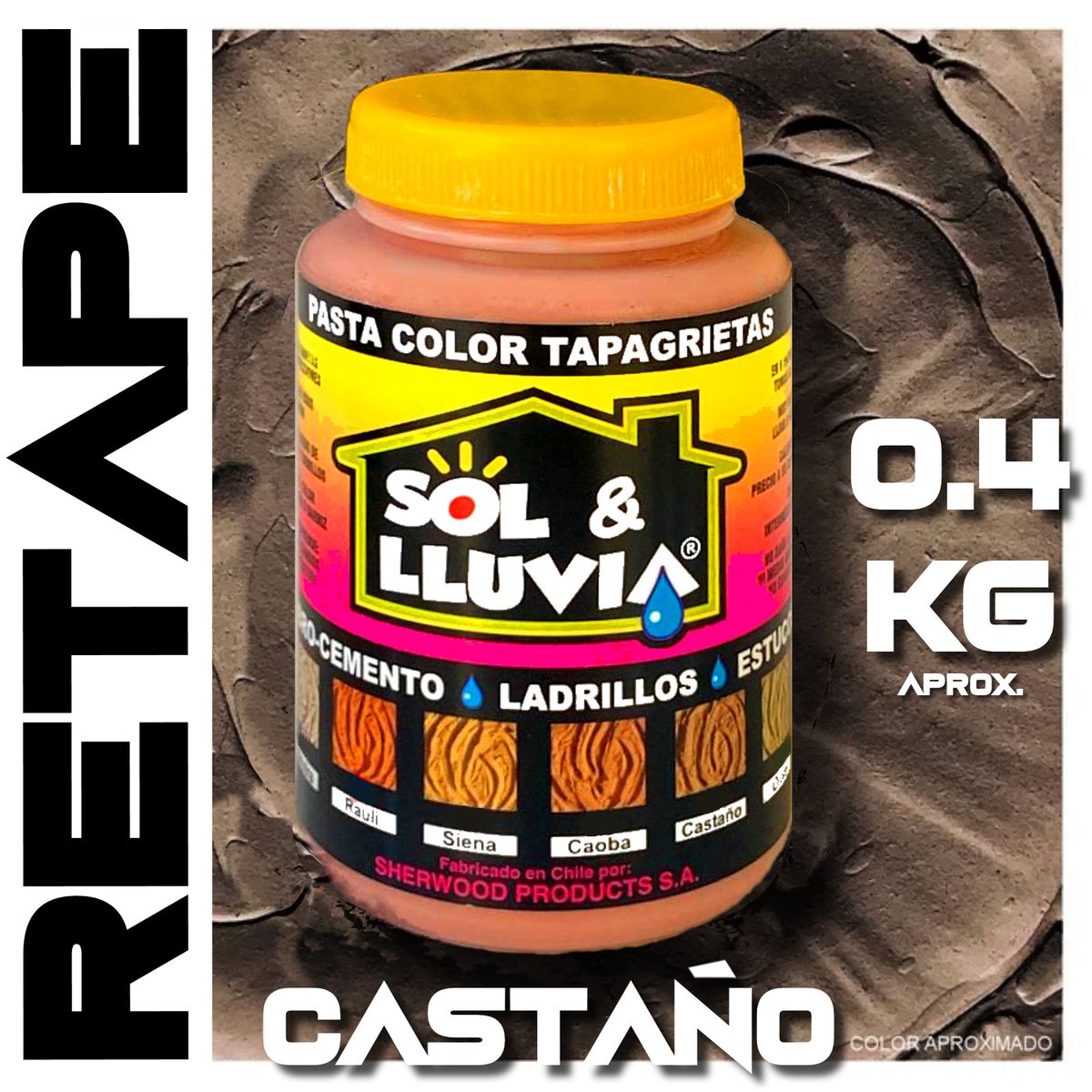 SOL Y LLUVIA - RETAPE PARA MADERA Y MUEBLES INTERIOR  EXTERIOR SOL Y LLUVIA® CASTAÑO 1-2 KG