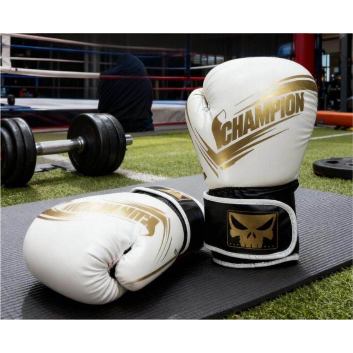 UMEXUS - Guante box combat blanco dorado 12 oz