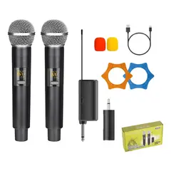 KUANGYE - Pack 2 Microfono Inalambrico Con Pantalla Led Recargable