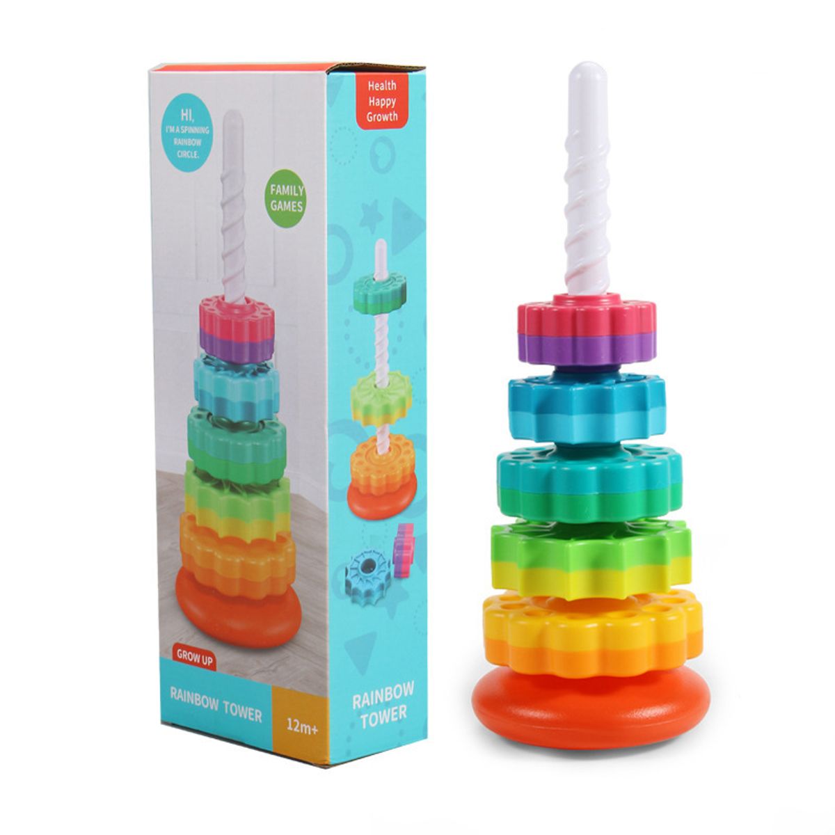 GENERAL - Rainbow Spinning Tower Juguete De Educación Temprana Coral