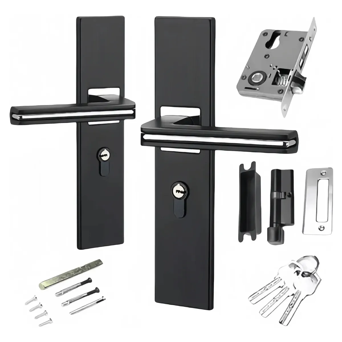 KUANGYE - Cerradura Chapa Manija Para Puerta Silenciosa Negra Recamara