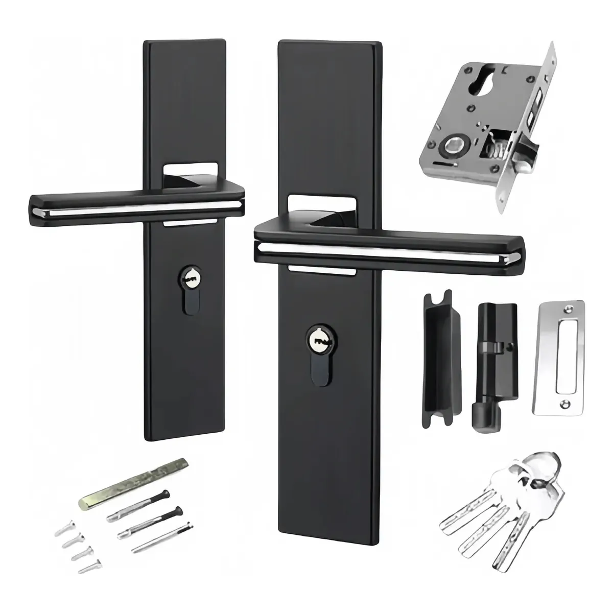 KUANGYE - Cerradura Chapa Manija Para Puerta Silenciosa Negra Recamara