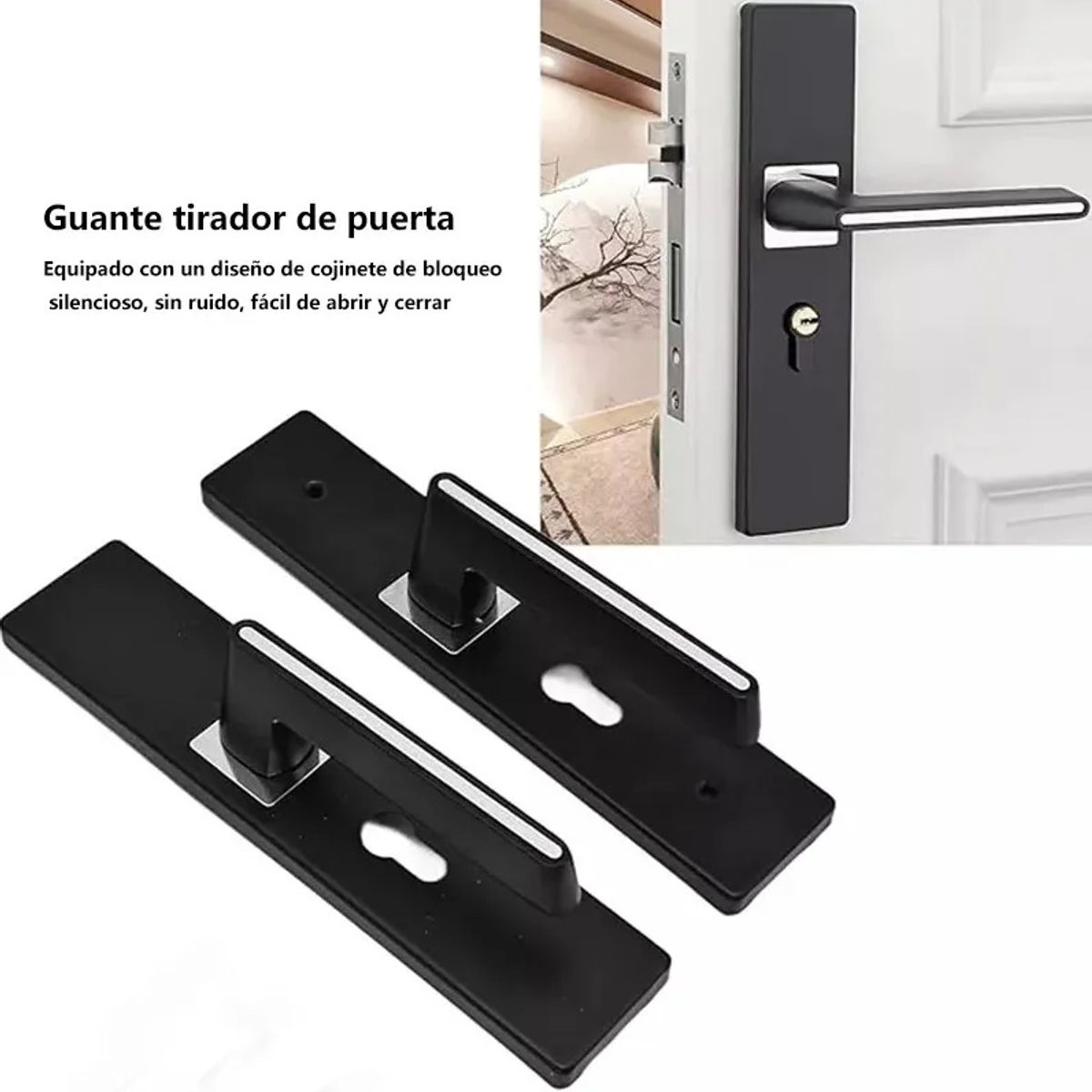 KUANGYE - Cerradura Chapa Manija Para Puerta Silenciosa Negra Recamara