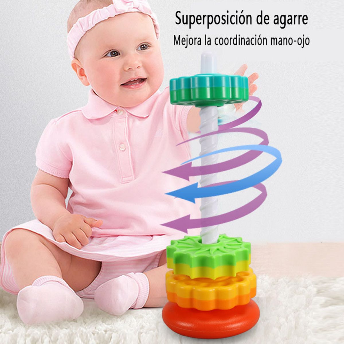 GENERAL - Spinning Rainbow Tower Baby Toy dos Juegos Separados Coral