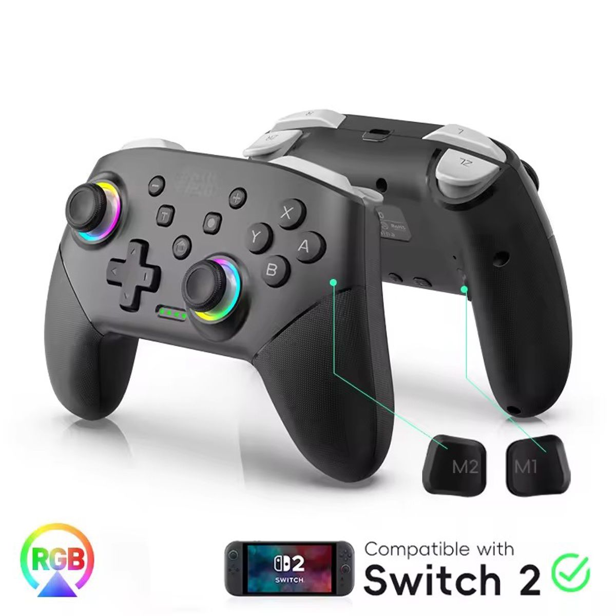 CORRERREY - Controlador de juego inalámbrico Pro para Switch2 Switch Lite OLED 2 controladores Switch Pro