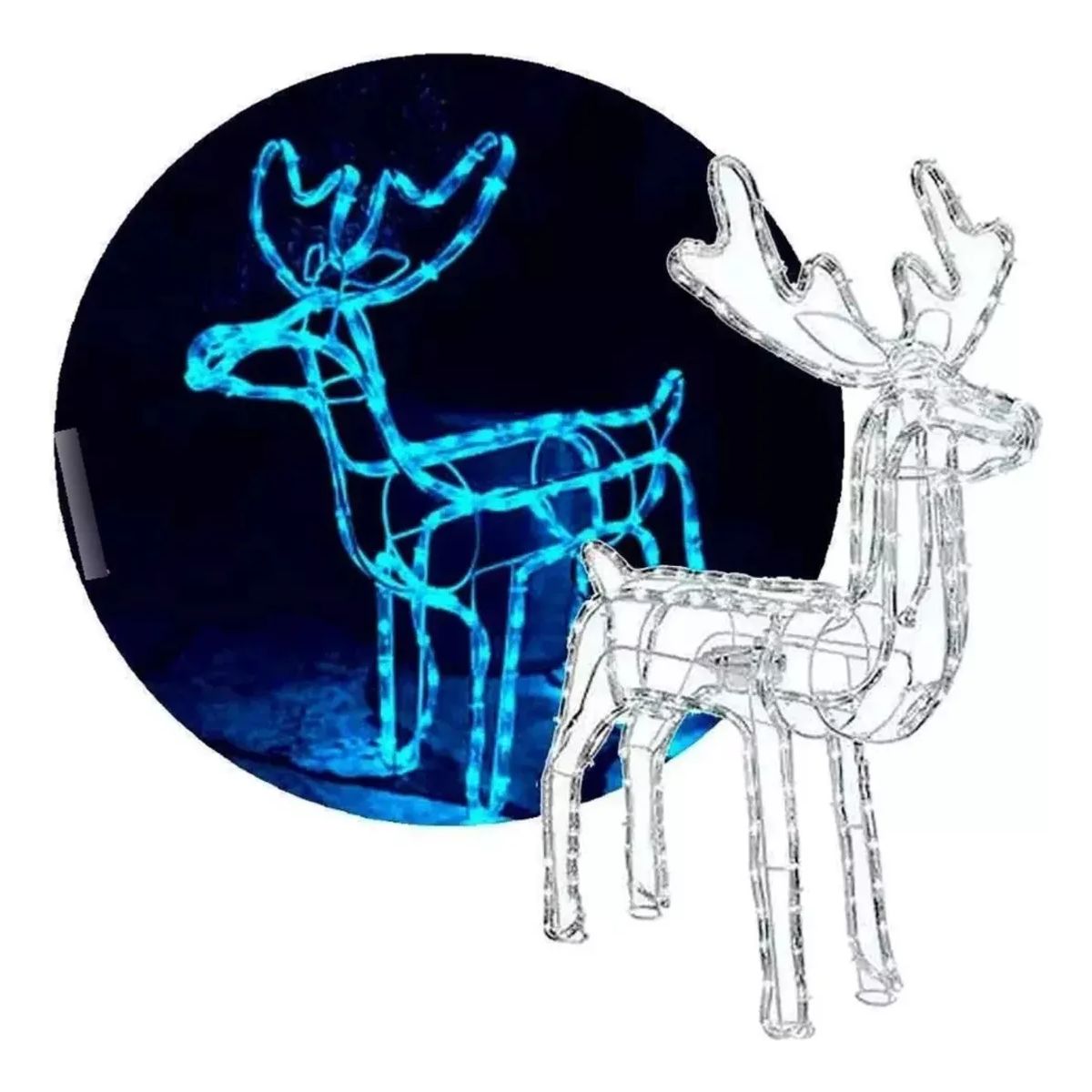 SUPERCENTER - Reno Navideño Luces Led Solar 120cm Decorativo Navidad Azul