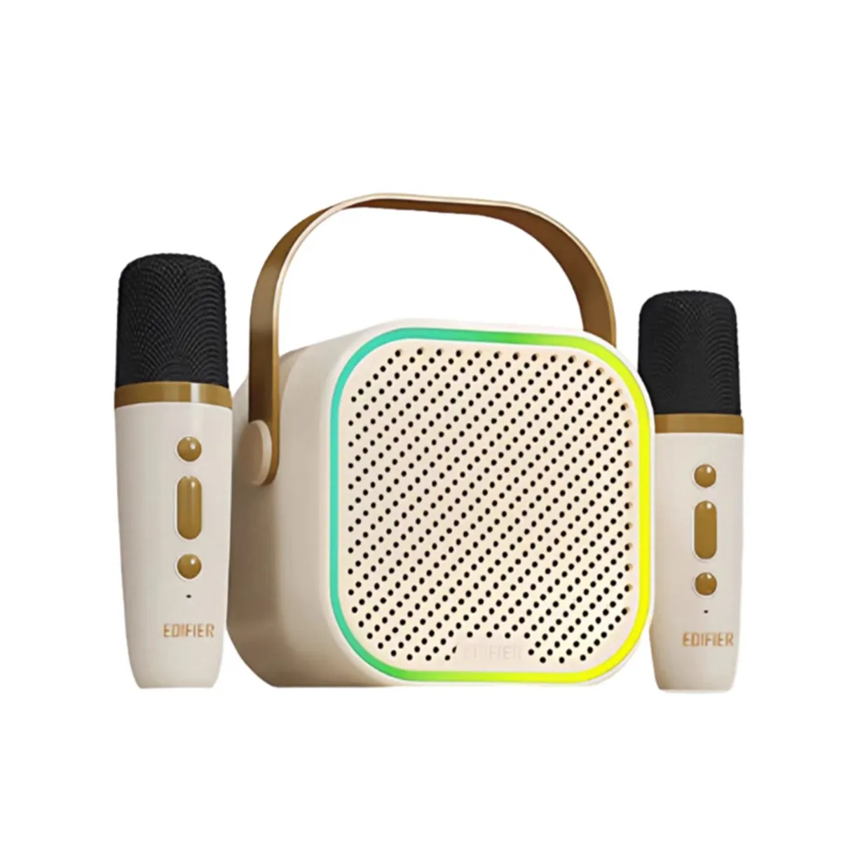 EDIFIER - 3 En 1 LED Parlante portatil Edifier Q1 inalámbrico Bluetooth  y 2 microphones -Blanco