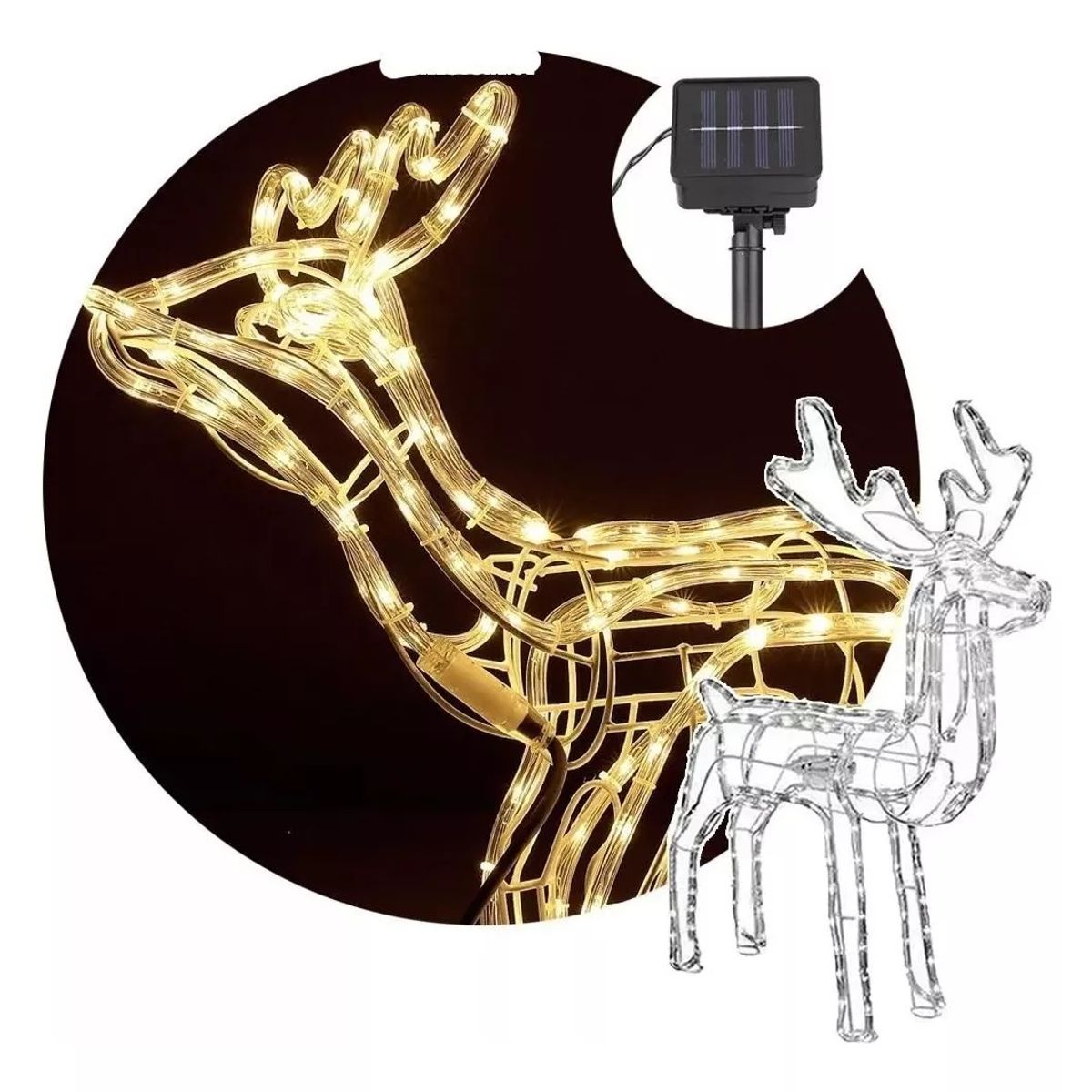 SUPERCENTER - Reno Navideño Luces Led Solar 120cm Decorativo Navidad Amarillo