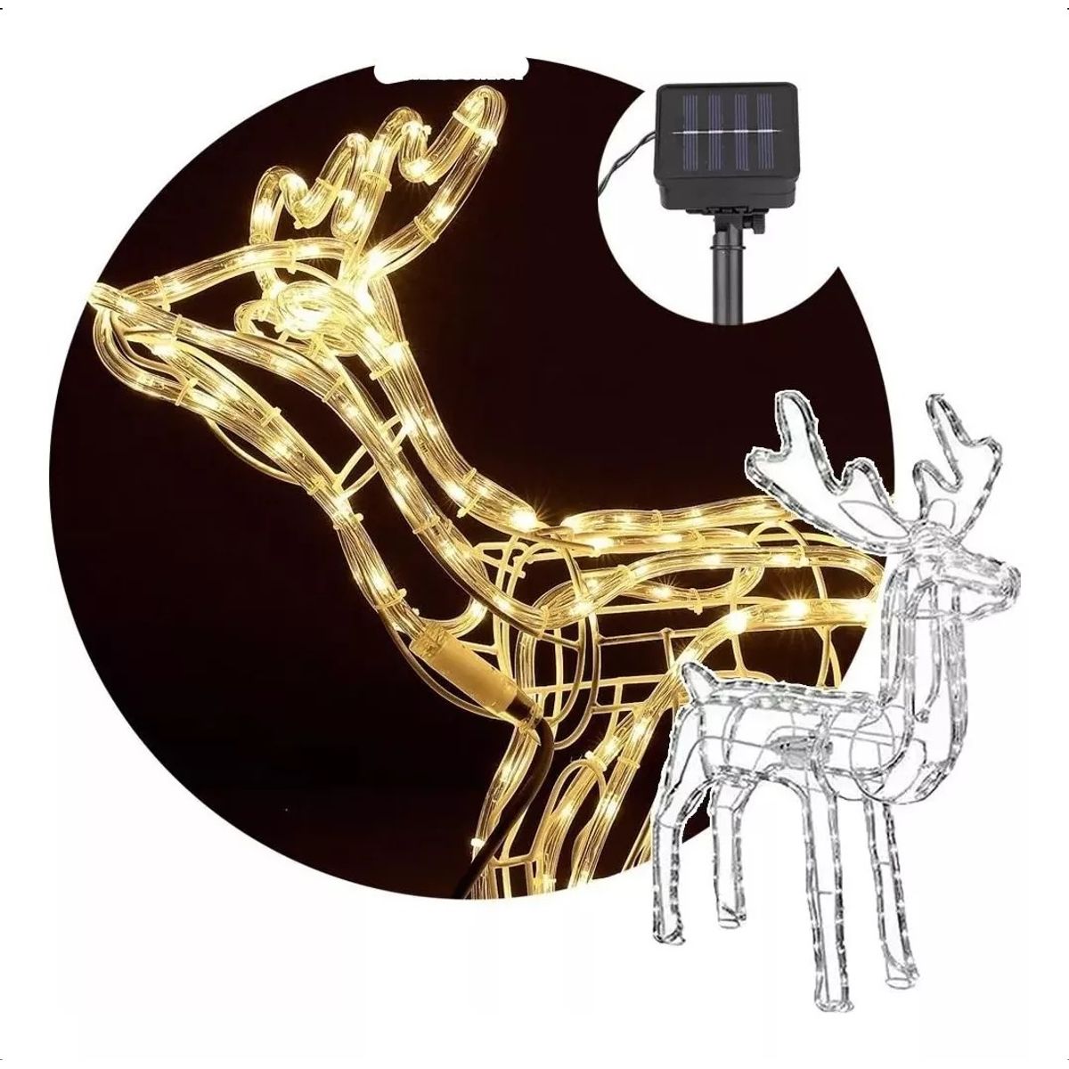 SUPERCENTER - Reno Navideño Luces Led Solar 120cm Decorativo Navidad Amarillo