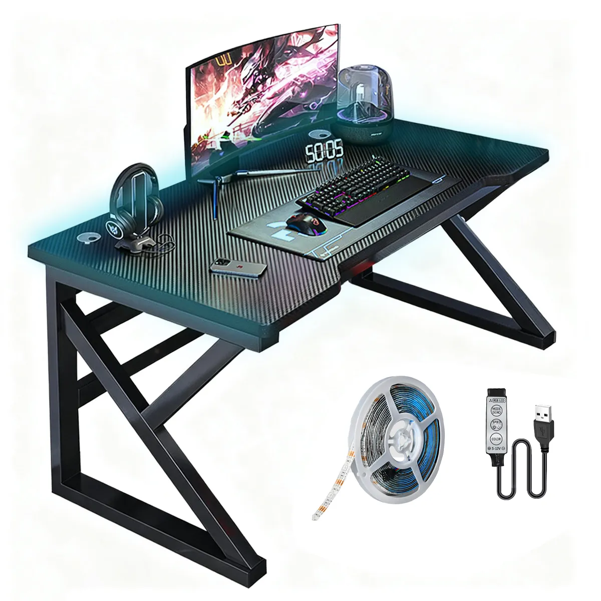 GENERICO - Escritorio Gamer Profesional K Mesa Negro 1207460 Cm Rgb