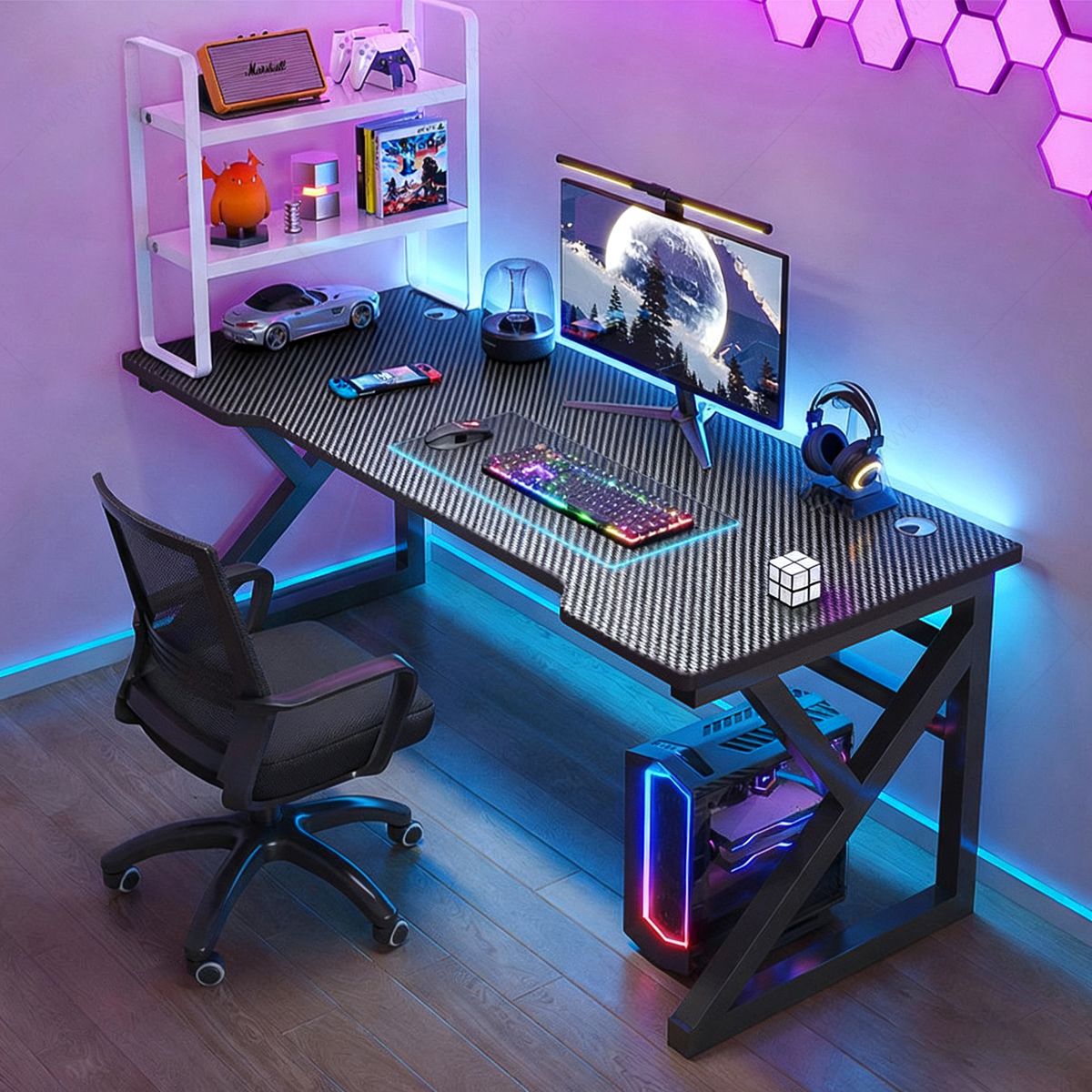 GENERICO - Escritorio Gamer Profesional K Mesa Negro 1207460 Cm Rgb