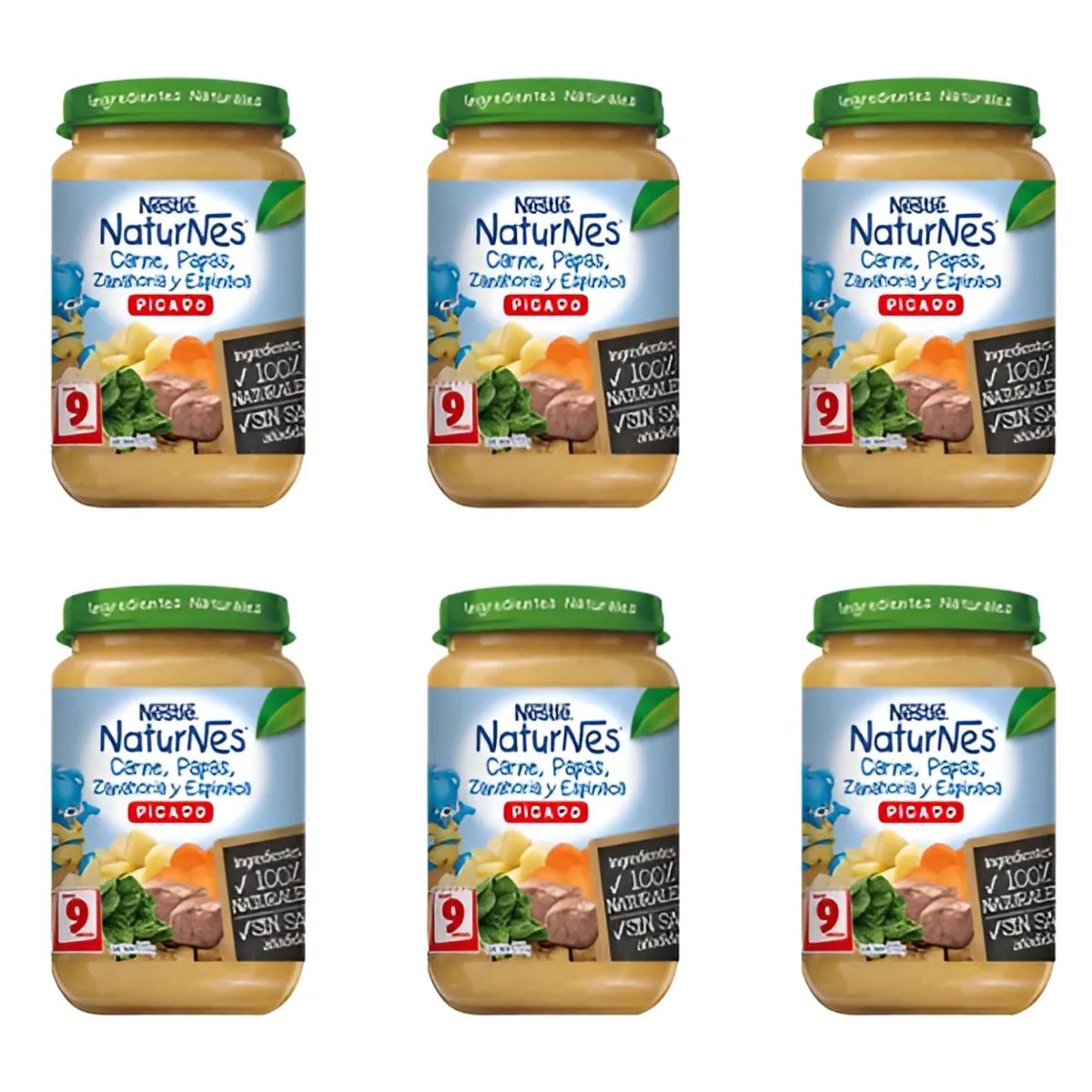 NATURNES - PACK 6 Picado NESTLÉ® NATURNES® Carne, Papas, Zanahoria y Espinaca 215g