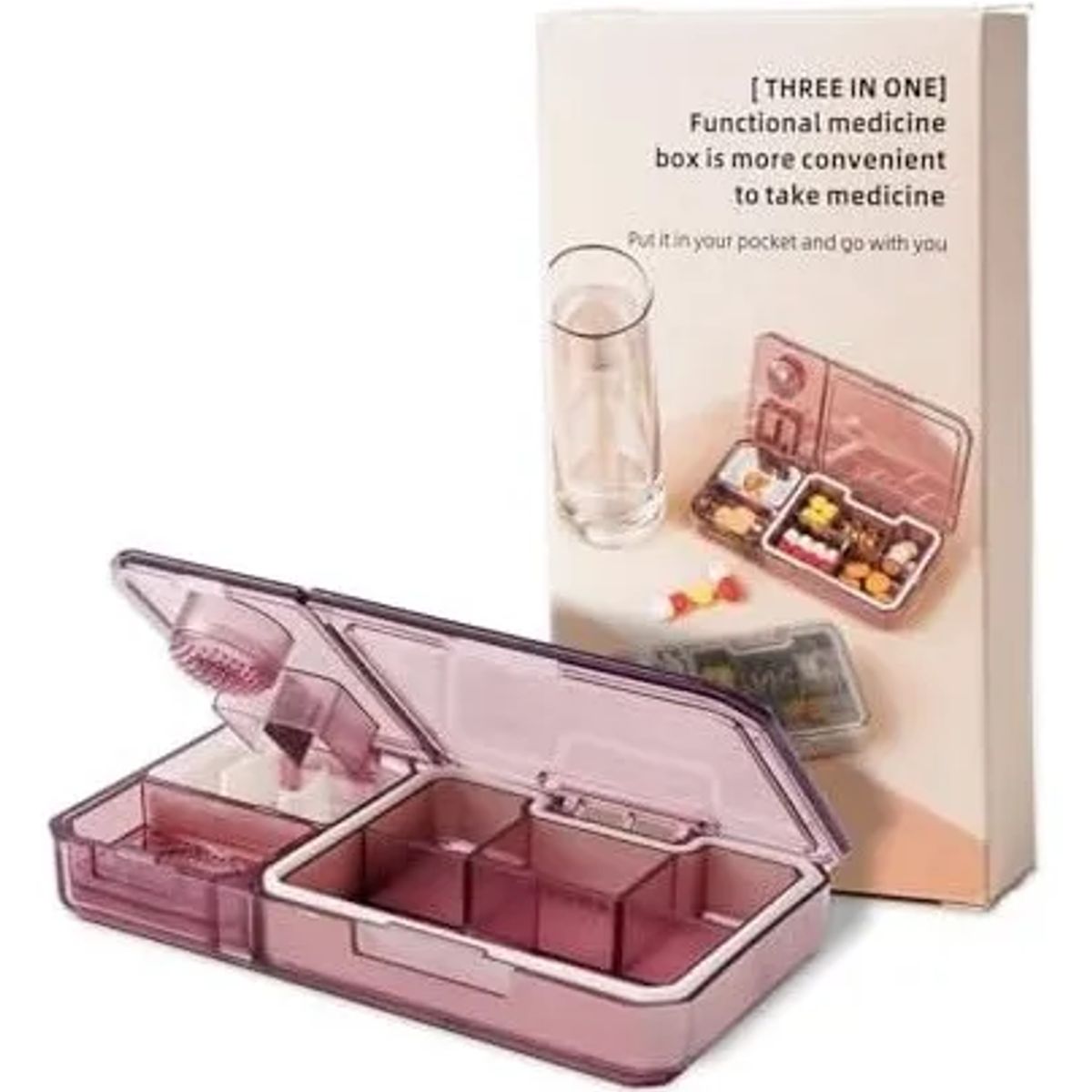 GENERICO - Pastillero Cortador Triturador De Pastillas 3 En 1