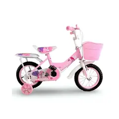 GENERICO - Bicicleta Infantil Aro 14 con Ruedas de Entrenamiento Rosado